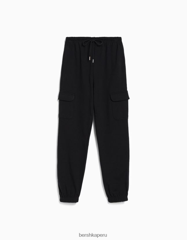 gris oscuro Bershka mujer pantalones deportivos con bolsillos 806J6B1483