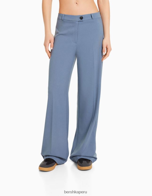lavado azul Bershka mujer pantalones de sastre anchos con trabillas 806J6B1448