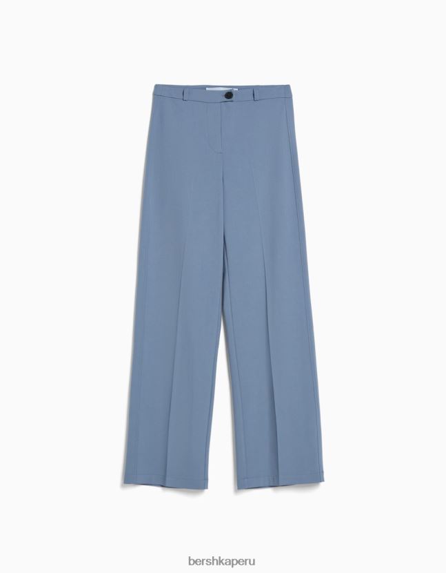 lavado azul Bershka mujer pantalones de sastre anchos con trabillas 806J6B1448
