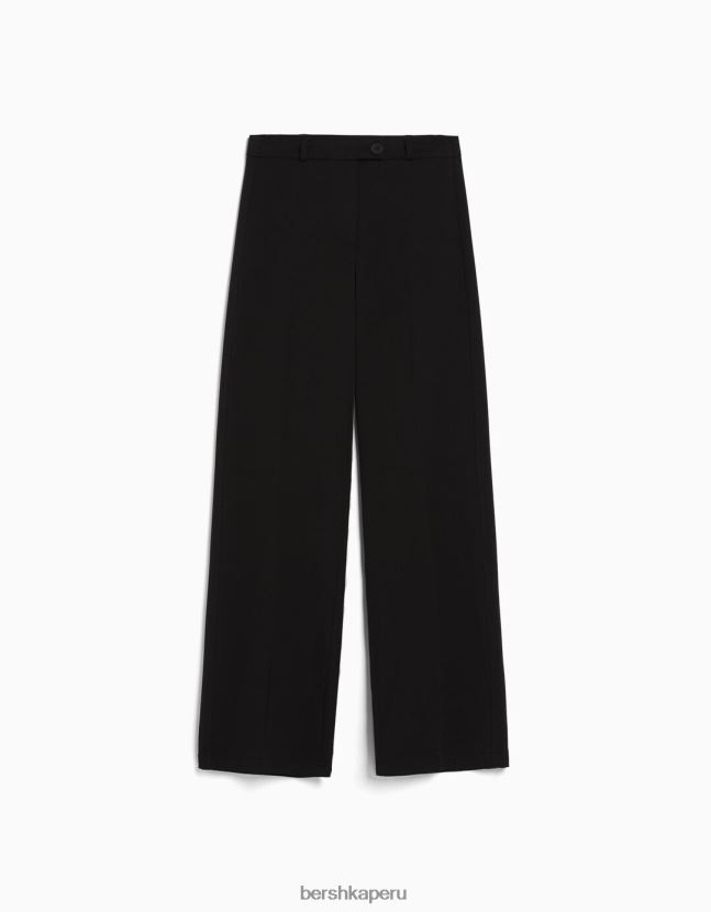 negro Bershka mujer pantalones de sastre anchos con trabillas 806J6B1443
