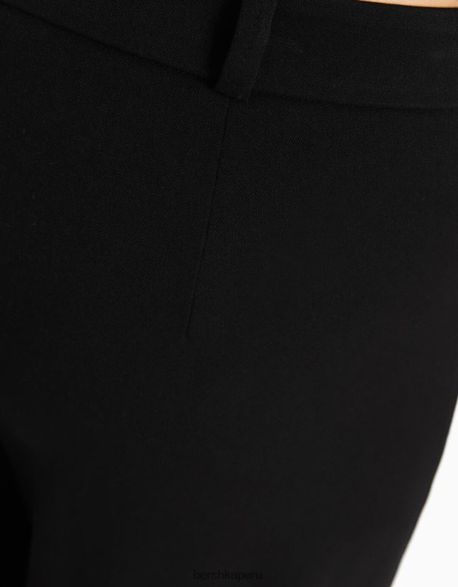 negro Bershka mujer pantalones de sastre anchos con trabillas 806J6B1443