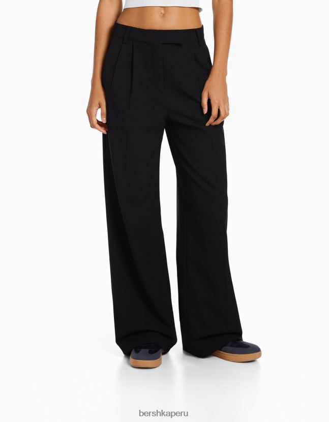 negro Bershka mujer pantalones de vestir dad fit de pernera ancha 806J6B1423