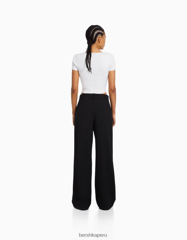 negro Bershka mujer pantalones de vestir dad fit de pernera ancha 806J6B1423
