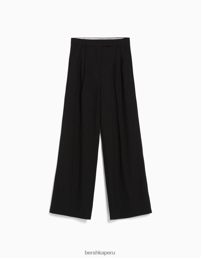 negro Bershka mujer pantalones de vestir dad fit de pernera ancha 806J6B1423