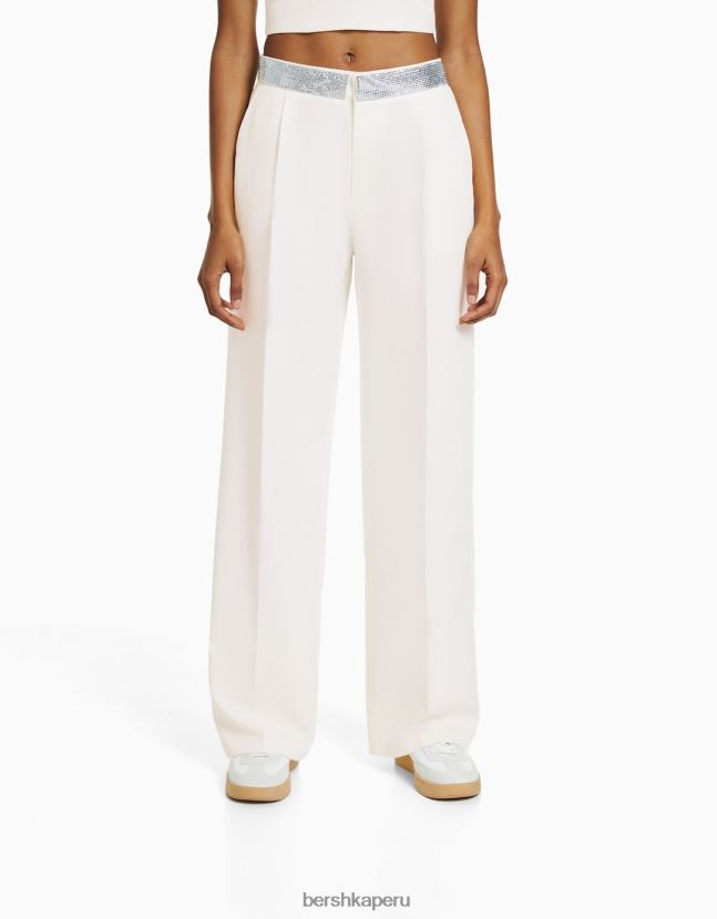 otro Bershka mujer pantalones de vestir de pernera ancha con detalle de pedrería 806J6B1471