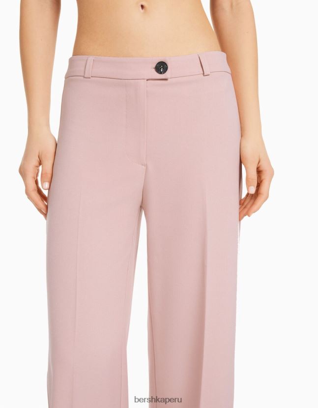 rosa Bershka mujer pantalones de sastre anchos con trabillas 806J6B1449