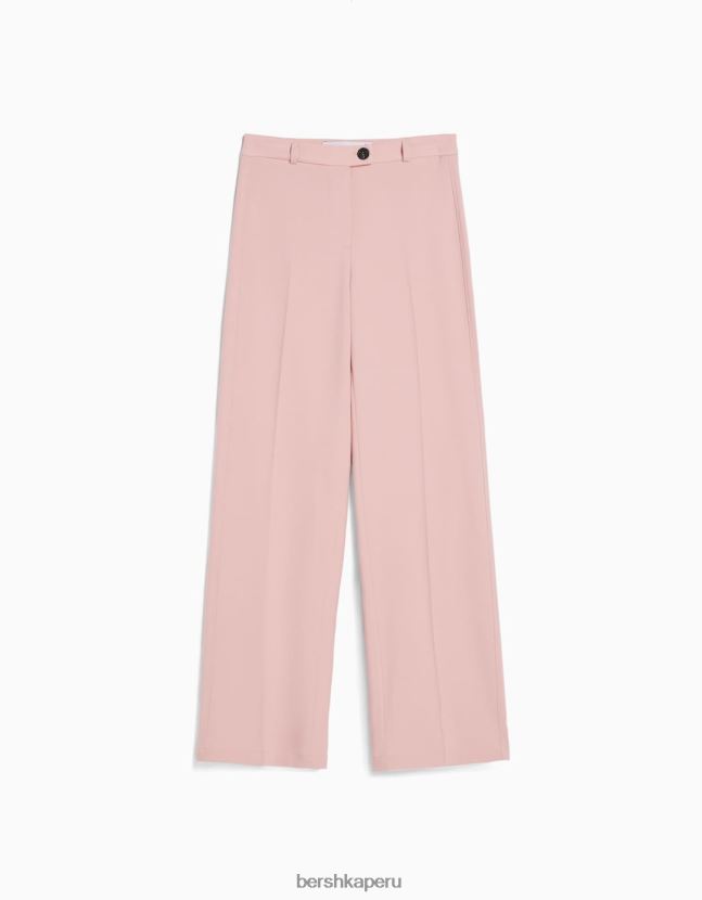rosa Bershka mujer pantalones de sastre anchos con trabillas 806J6B1449