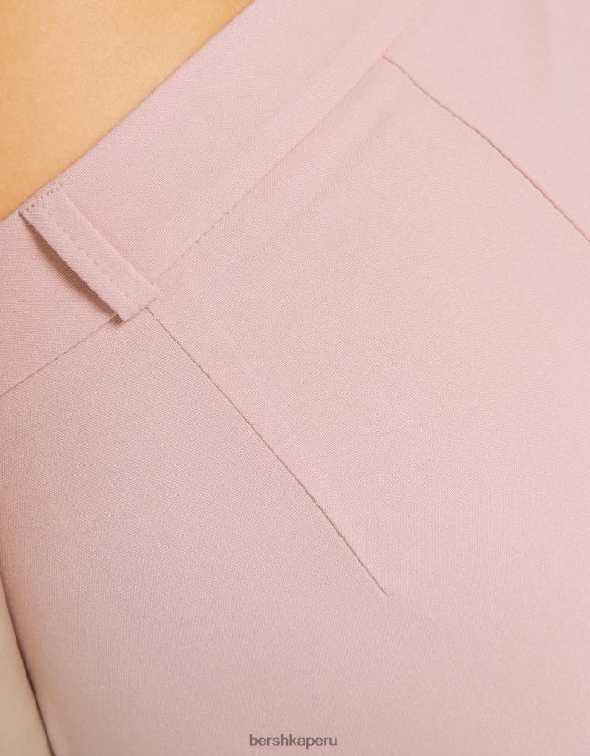 rosa Bershka mujer pantalones de sastre anchos con trabillas 806J6B1449