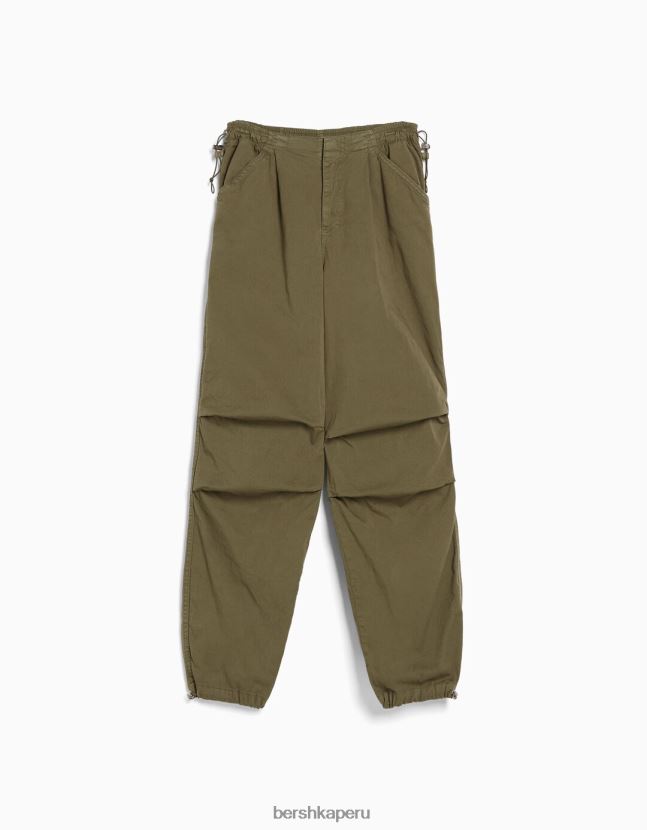 caqui Bershka mujer pantalones de chándal de paracaídas holgados 806J6B1397