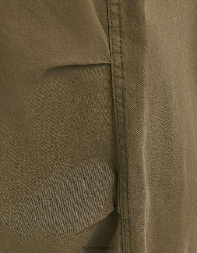 caqui Bershka mujer pantalones de chándal de paracaídas holgados 806J6B1397