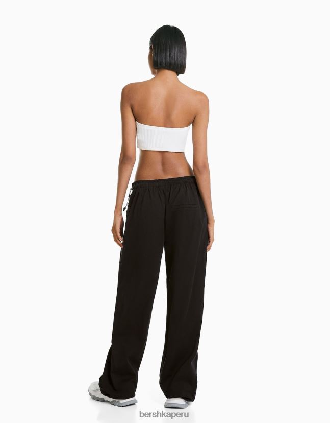 negro Bershka mujer pantalones de chándal de paracaídas holgados 806J6B1398