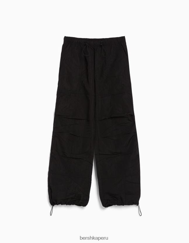 negro Bershka mujer pantalones de paracaídas de nailon 806J6B1331