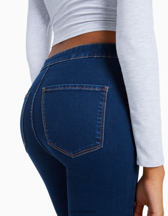 azul Bershka mujer leggins de mezclilla con tiro superalto 806J6B1589