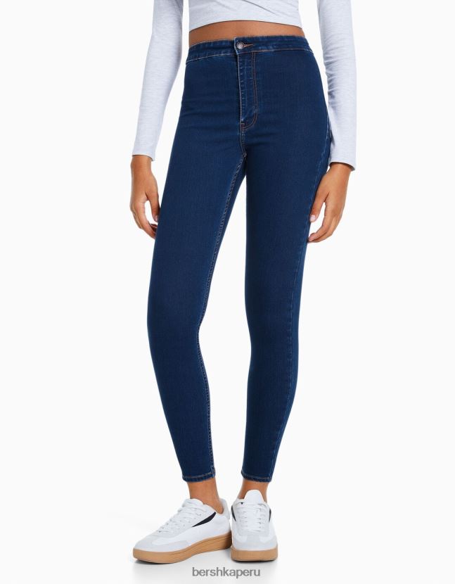azul Bershka mujer leggins de mezclilla con tiro superalto 806J6B1589