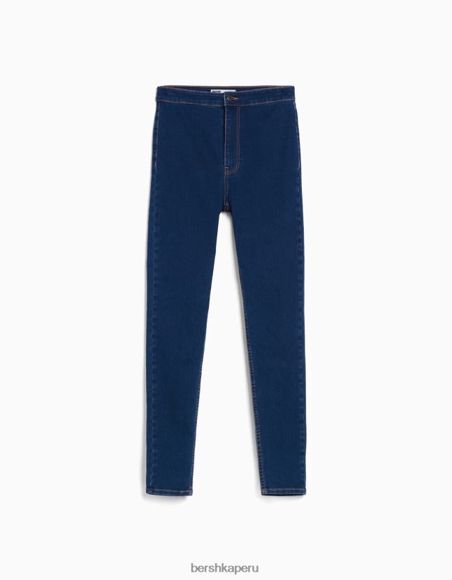 azul Bershka mujer leggins de mezclilla con tiro superalto 806J6B1589