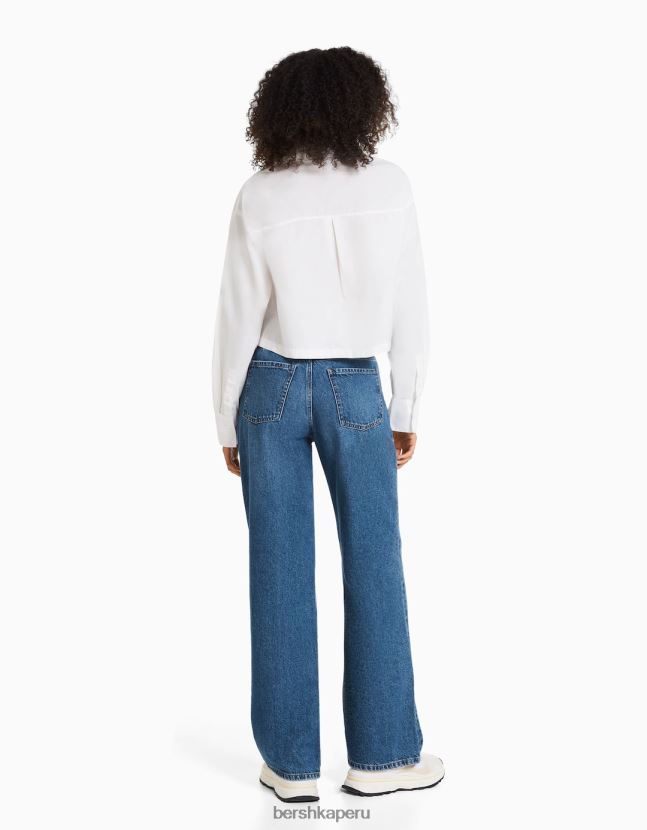azul Bershka mujer vaqueros anchos rotos de los 90 806J6B1605