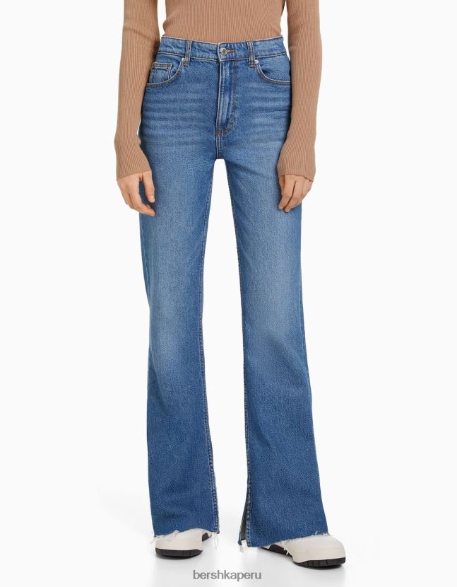 azul Bershka mujer vaqueros confort con abertura lateral 806J6B1569