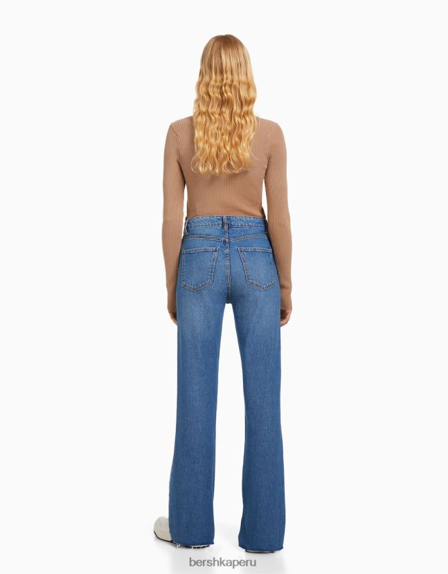 azul Bershka mujer vaqueros confort con abertura lateral 806J6B1569
