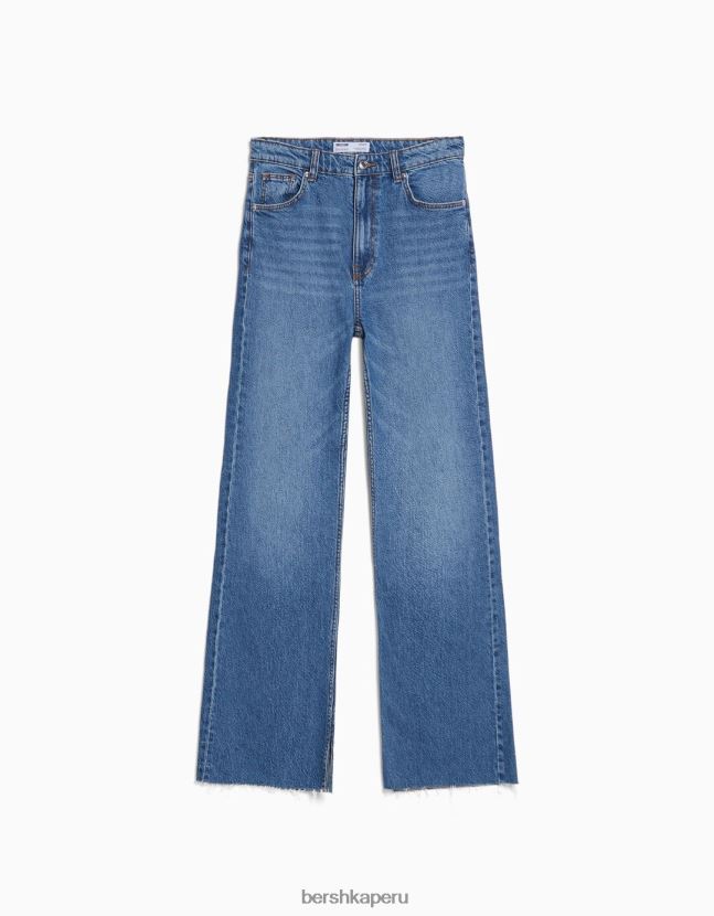 azul Bershka mujer vaqueros confort con abertura lateral 806J6B1569