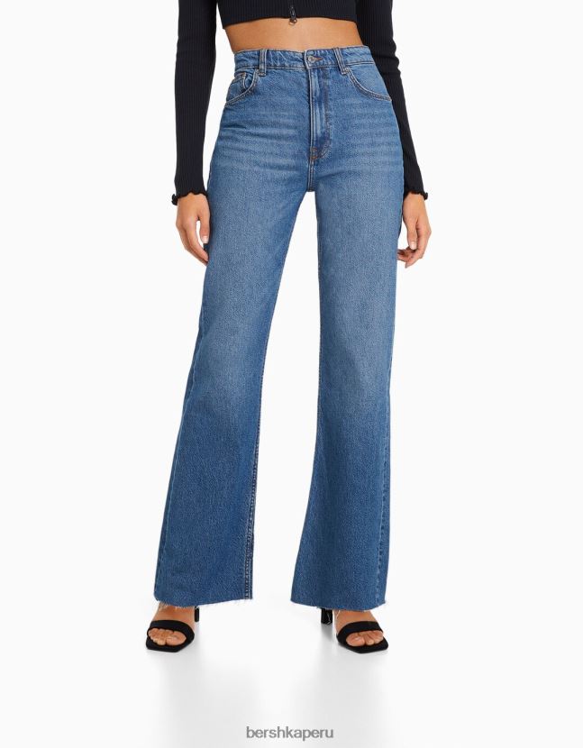 azul Bershka mujer vaqueros confort con abertura lateral 806J6B1989