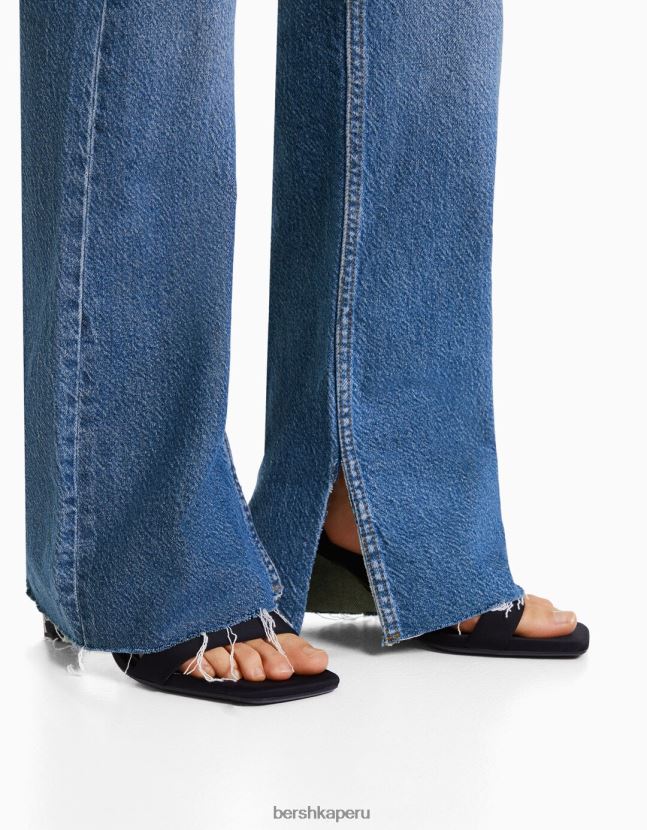 azul Bershka mujer vaqueros confort con abertura lateral 806J6B1989