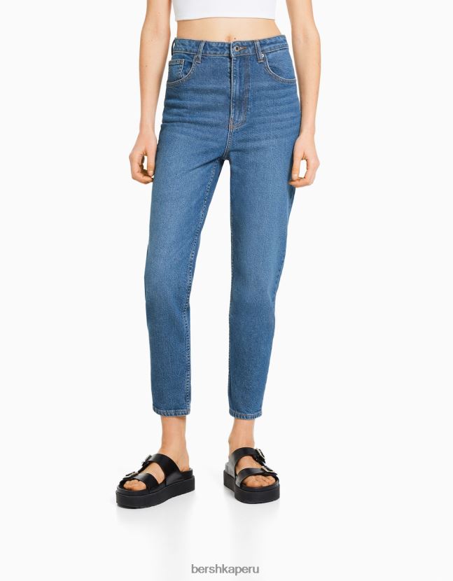 azul Bershka mujer vaqueros mom slim de corte cómodo 806J6B1520