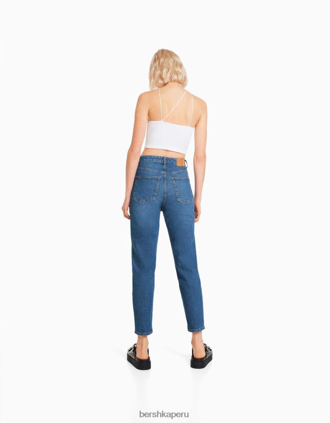 azul Bershka mujer vaqueros mom slim de corte cómodo 806J6B1520