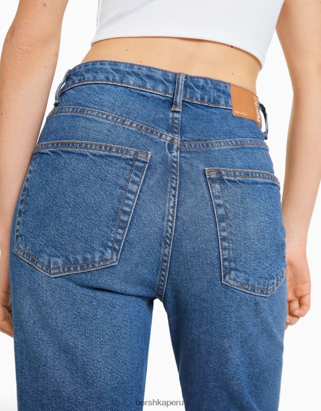 azul Bershka mujer vaqueros mom slim de corte cómodo 806J6B1520