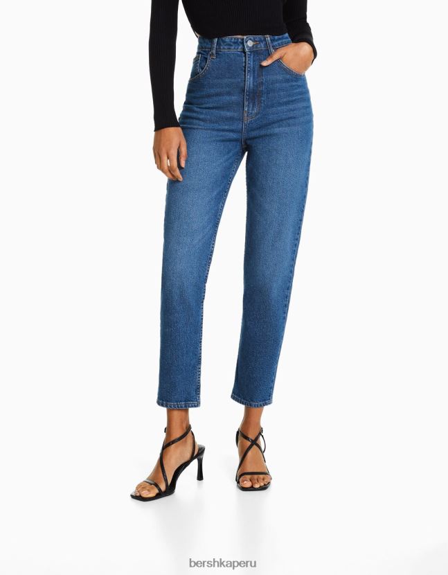 azul Bershka mujer vaqueros mom slim de corte cómodo 806J6B1987