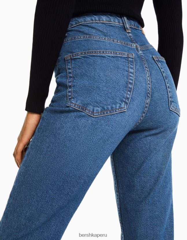 azul Bershka mujer vaqueros mom slim de corte cómodo 806J6B1987