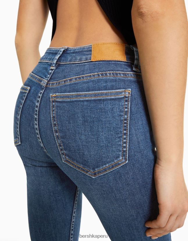 azul Bershka mujer vaqueros pitillo vintage de tiro bajo 806J6B1598