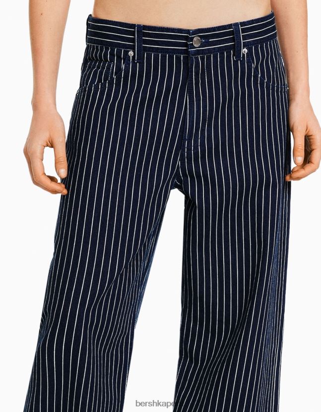 azul Bershka mujer vaqueros rectos holgados a rayas diplomáticas 806J6B1536