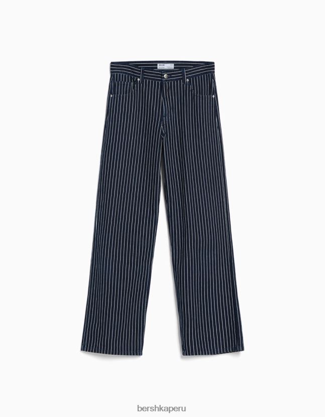 azul Bershka mujer vaqueros rectos holgados a rayas diplomáticas 806J6B1536