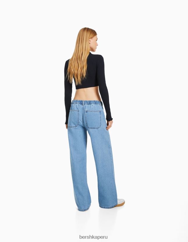 azul claro Bershka mujer Jeans 90s con cinturilla elástica y bolsillo 806J6B1567