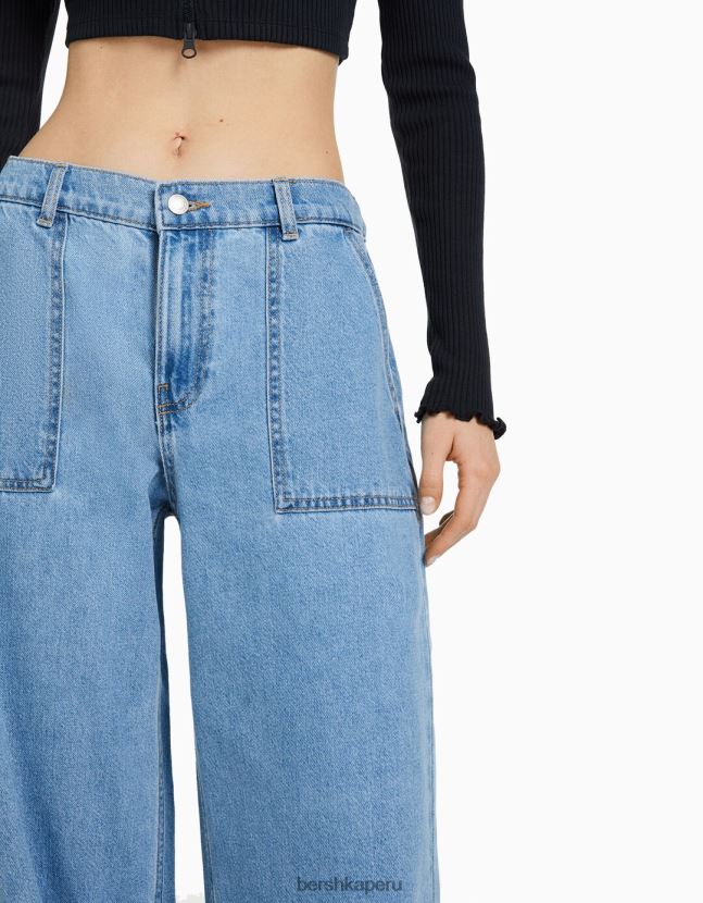 azul claro Bershka mujer Jeans 90s con cinturilla elástica y bolsillo 806J6B1567