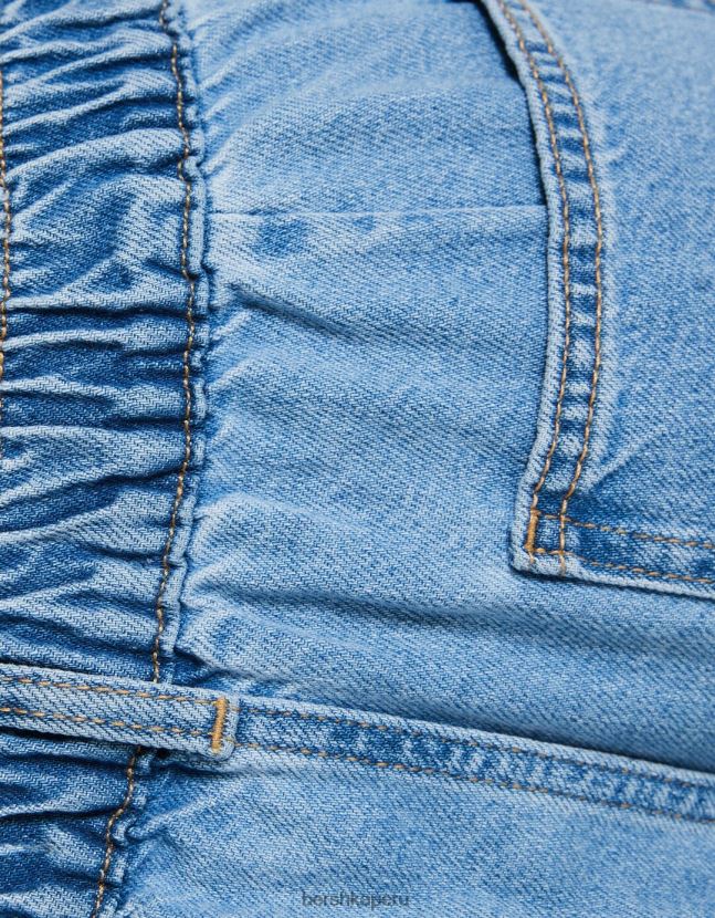 azul claro Bershka mujer Jeans 90s con cinturilla elástica y bolsillo 806J6B1567