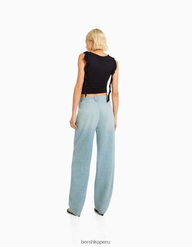 azul claro Bershka mujer jeans anchos con corte globo 806J6B1527