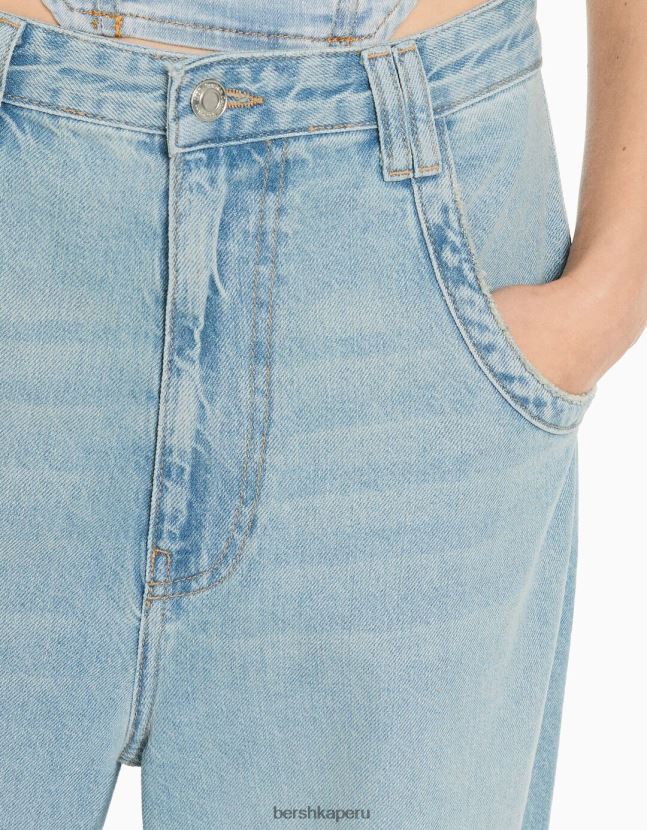 azul claro Bershka mujer jeans anchos con corte globo 806J6B1953
