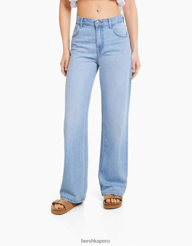 azul claro Bershka mujer vaqueros anchos de los 90 806J6B1545