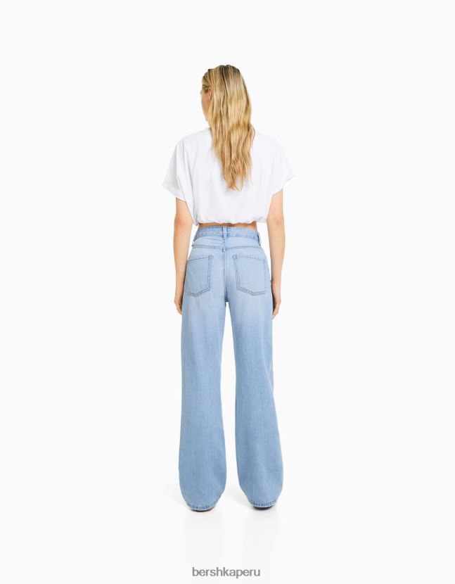 azul claro Bershka mujer vaqueros anchos de los 90 806J6B1545