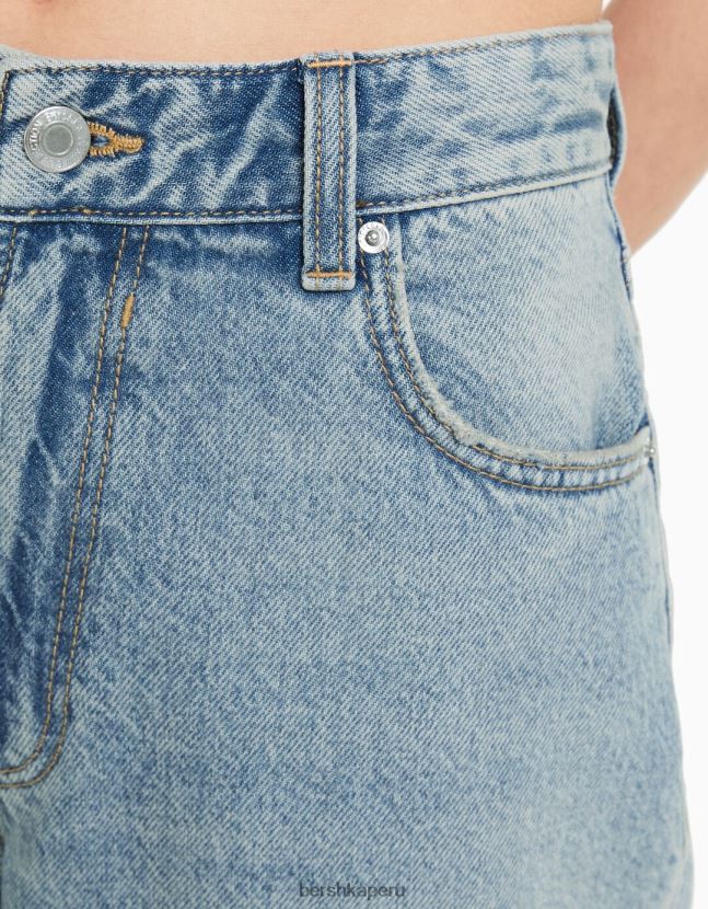 azul claro Bershka mujer vaqueros anchos de los 90 con rotos 806J6B1489