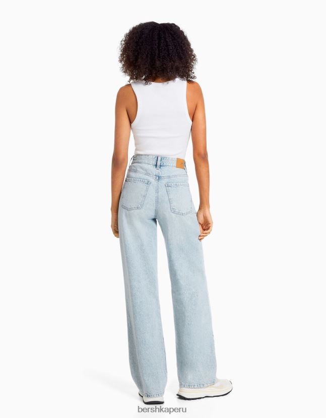 azul claro Bershka mujer vaqueros anchos rotos de los 90 806J6B1606