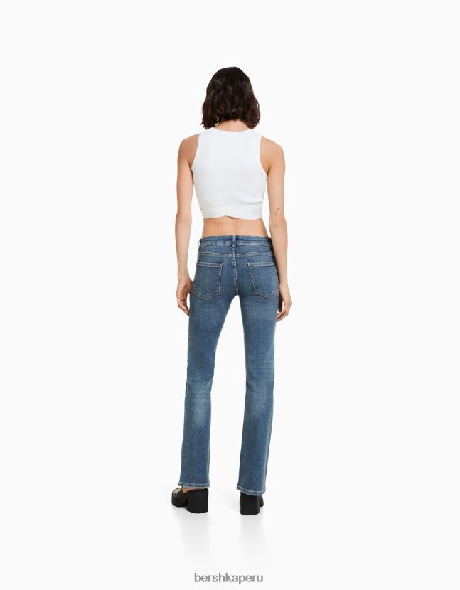 azul claro Bershka mujer vaqueros boot-cut de cintura baja 806J6B1964