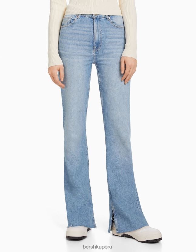 azul claro Bershka mujer vaqueros confort con abertura lateral 806J6B1568