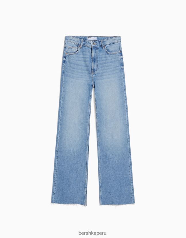 azul claro Bershka mujer vaqueros confort con abertura lateral 806J6B1568