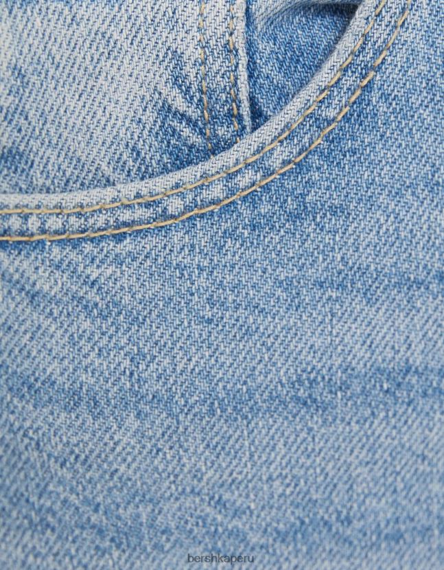 azul claro Bershka mujer vaqueros confort con abertura lateral 806J6B1568