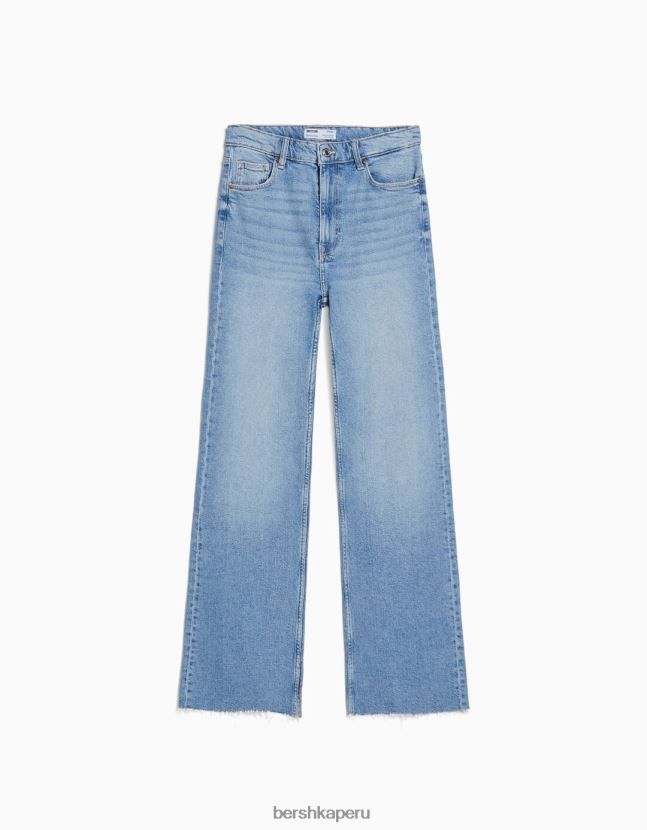 azul claro Bershka mujer vaqueros confort con abertura lateral 806J6B1991
