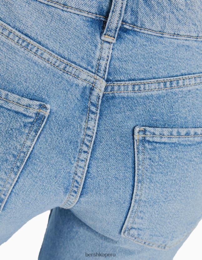 azul claro Bershka mujer vaqueros confort con abertura lateral 806J6B1991
