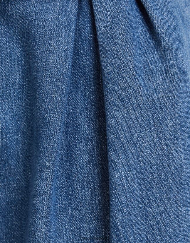 azul claro Bershka mujer vaqueros de sastre con detalle en la cintura 806J6B1539