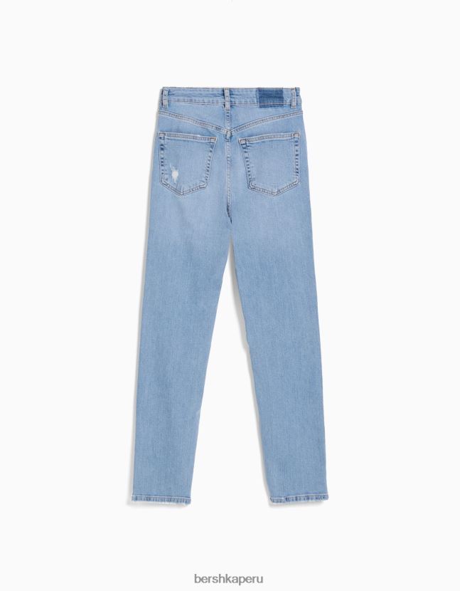 azul claro Bershka mujer vaqueros mom fit con rotos 806J6B1594